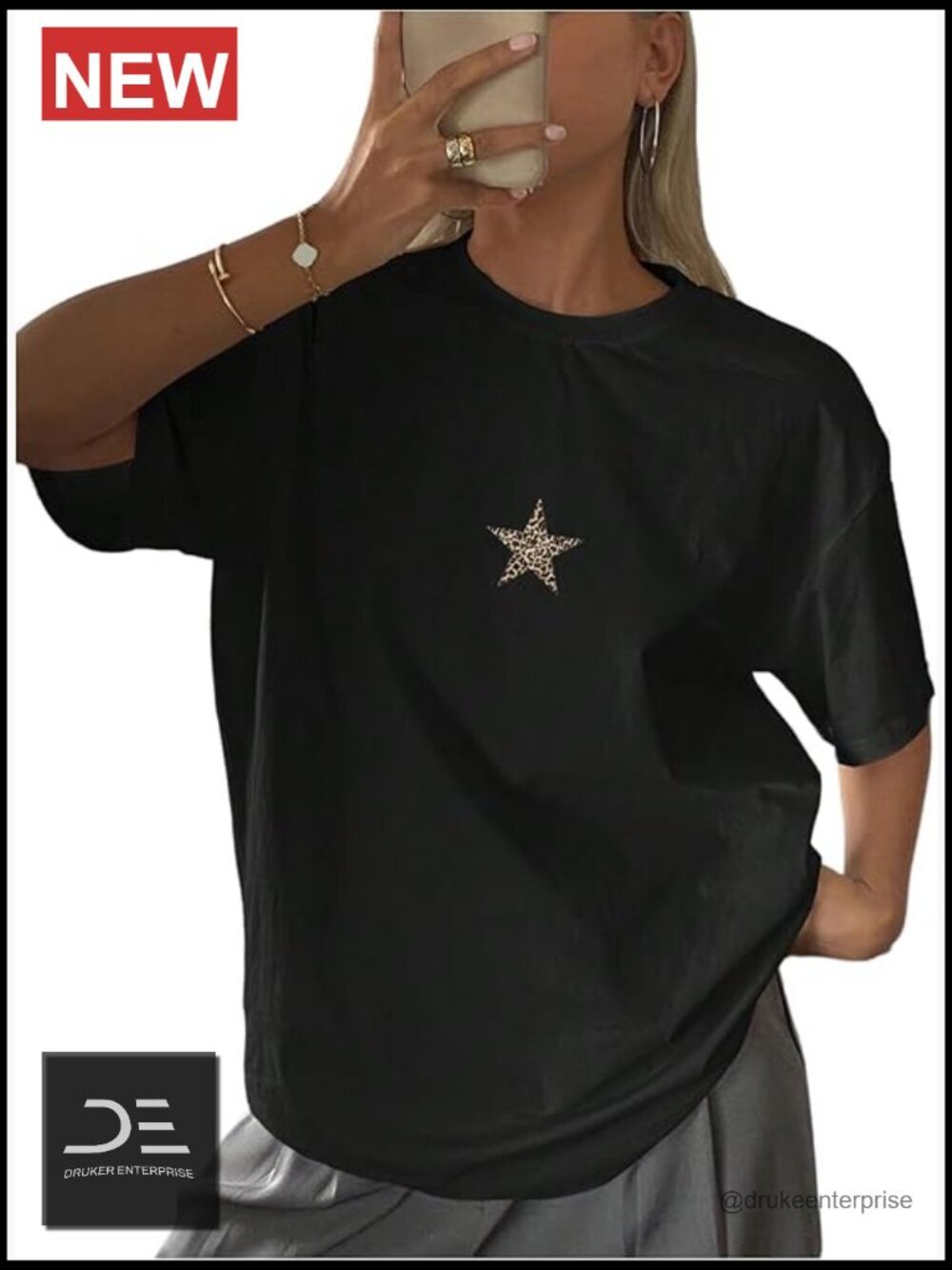 Oversized Leopard Graphic T-Shirt Y2k Streetwear Tee